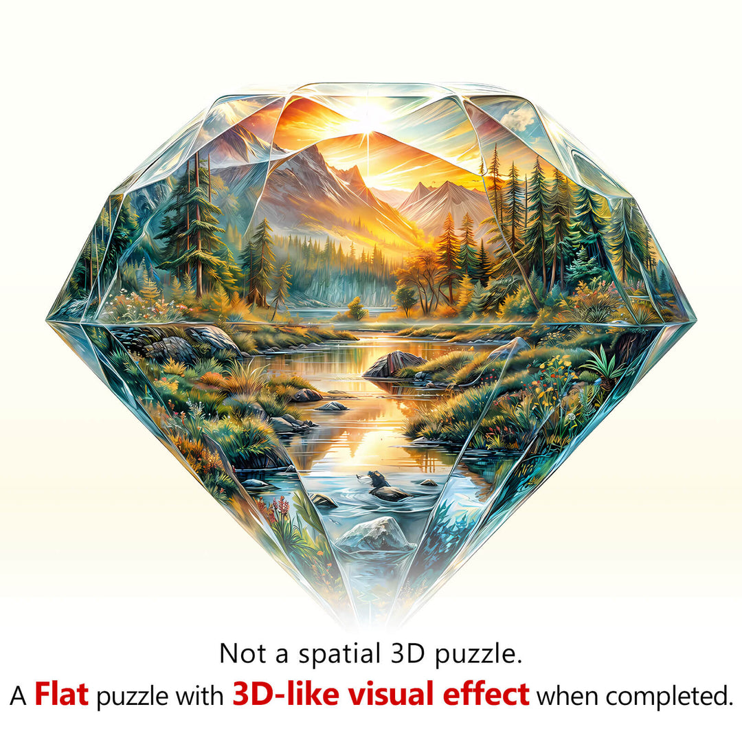 Diamant-Landschaft Holzpuzzle