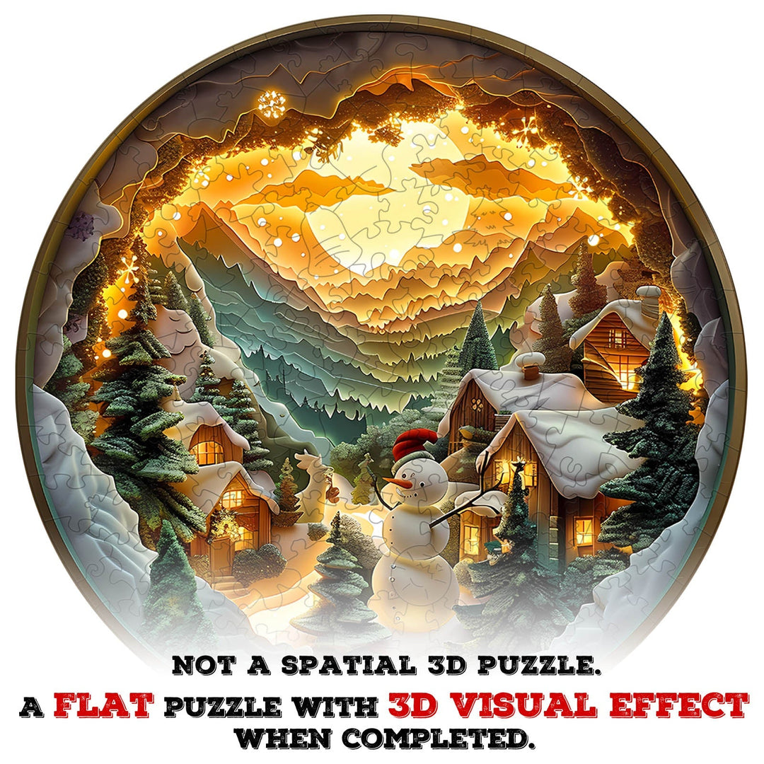 3D Christmas Village Wooden Jigsaw Puzzle - Woodbests