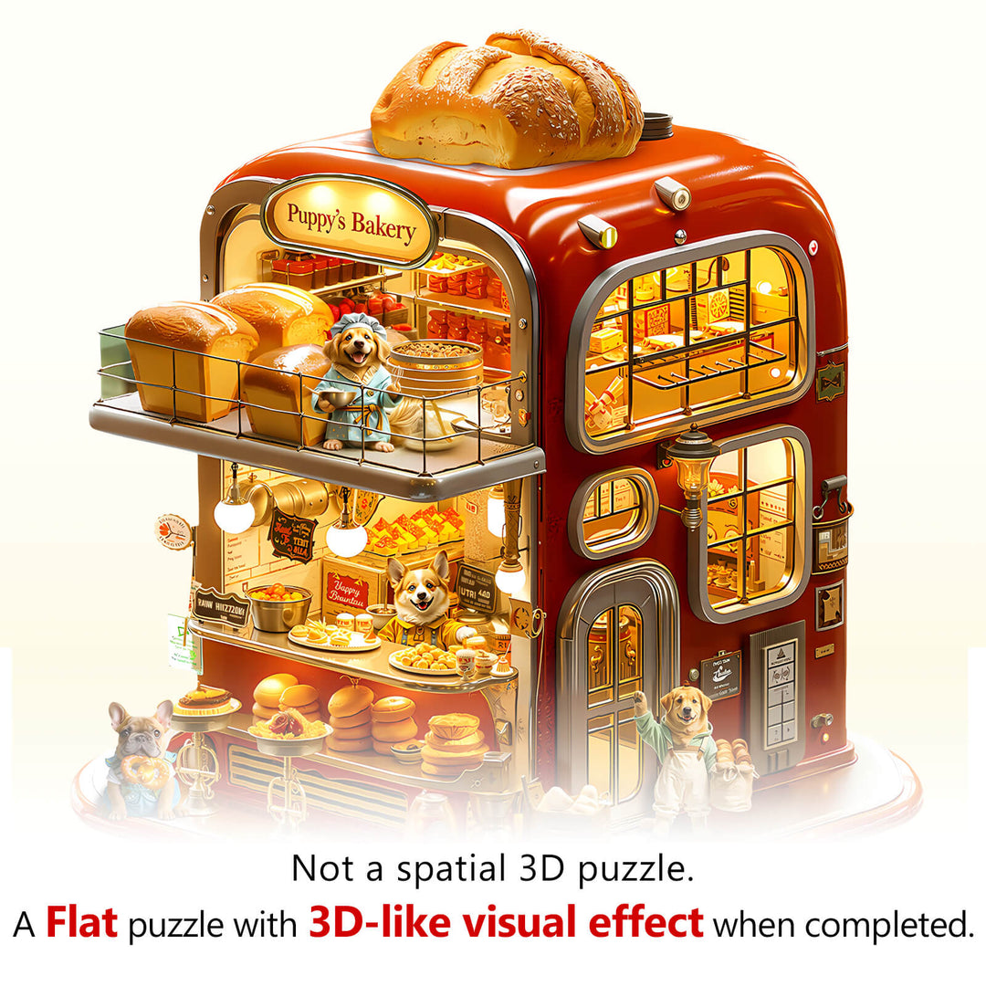 Welpen-Bäckerei-Holzpuzzle