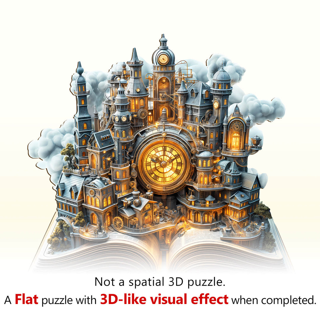 Uhrwerk-Stadt Holzpuzzle