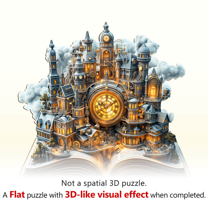 Uhrwerk-Stadt Holzpuzzle