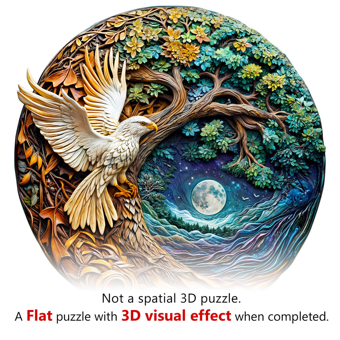 3D White Eagle-1 Wooden Jigsaw Puzzle - Woodbests