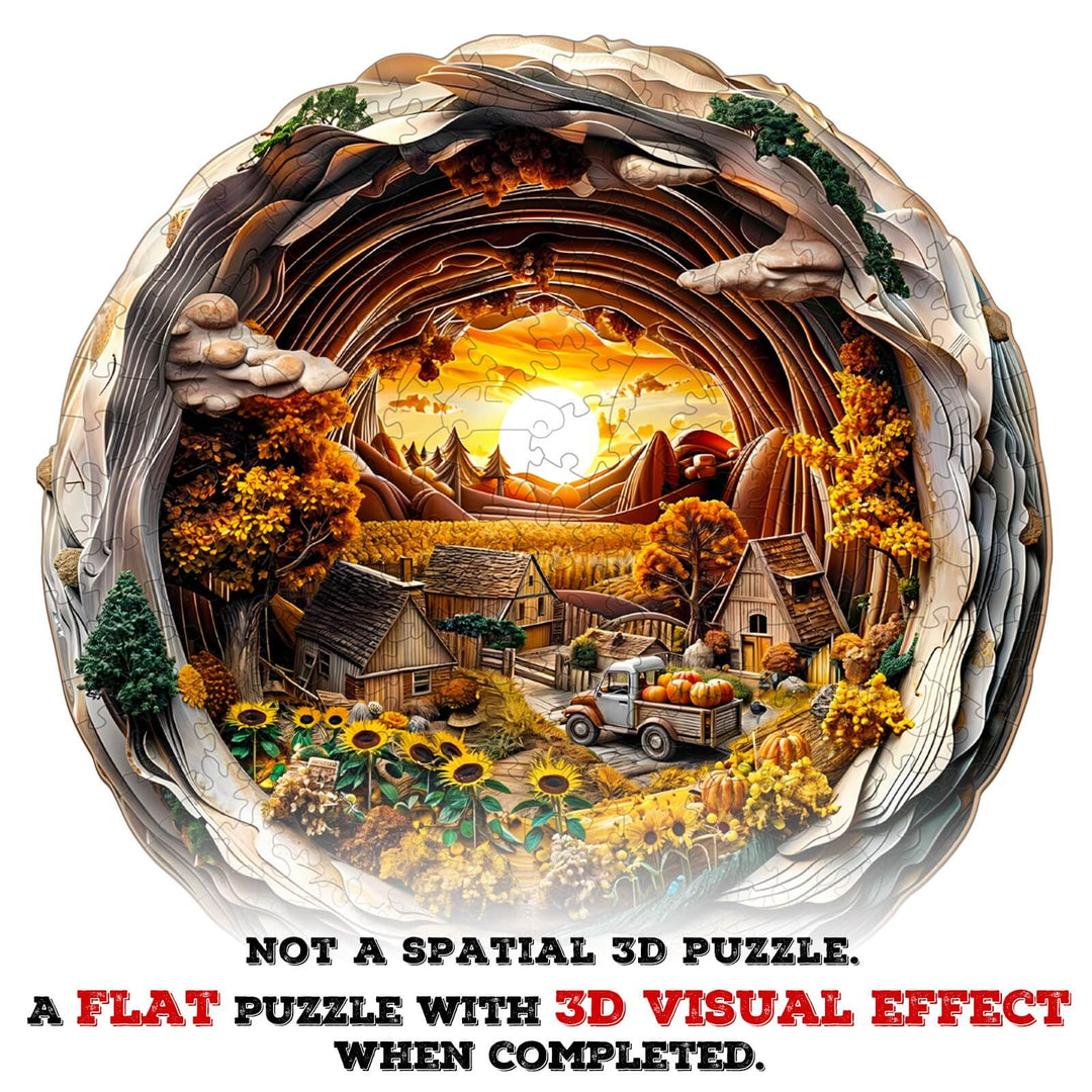 3D Autumn Farm-1 Wooden Jigsaw Puzzle - Woodbests