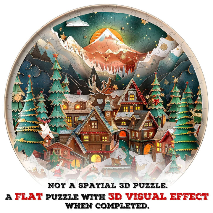3D Christmas Town Wooden Jigsaw Puzzle - Woodbests
