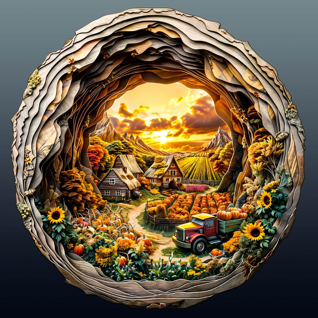 3D Autumn Farm-2 Wooden Jigsaw Puzzle - Woodbests