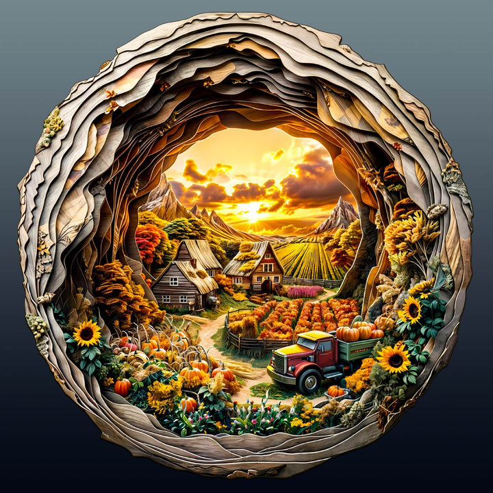 3D Autumn Farm-2 Wooden Jigsaw Puzzle - Woodbests