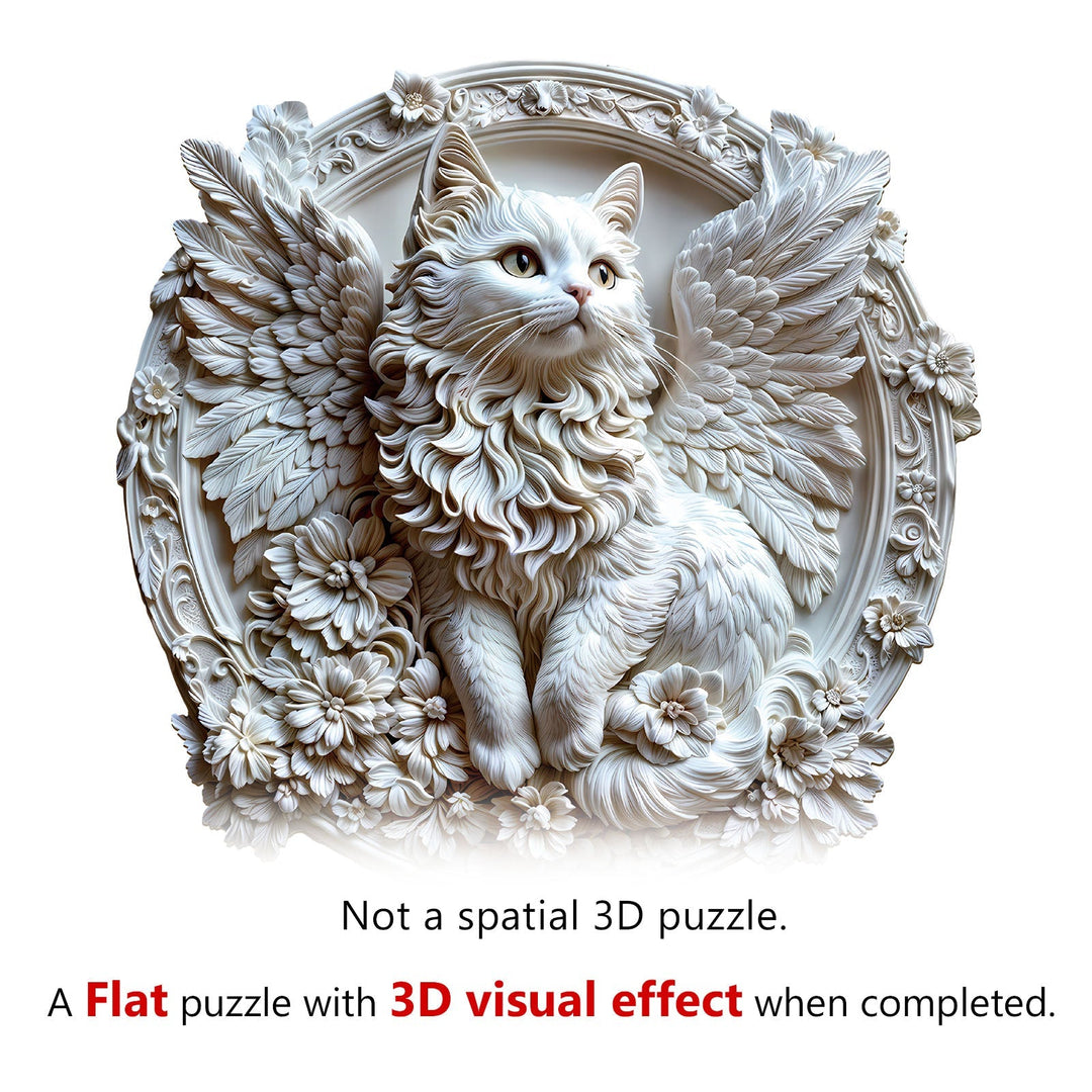 3D Engels-Katzen Holzpuzzle