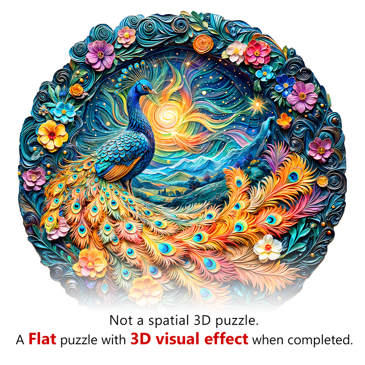 3D Aurora Peacock Wooden Jigsaw Puzzle - Woodbests