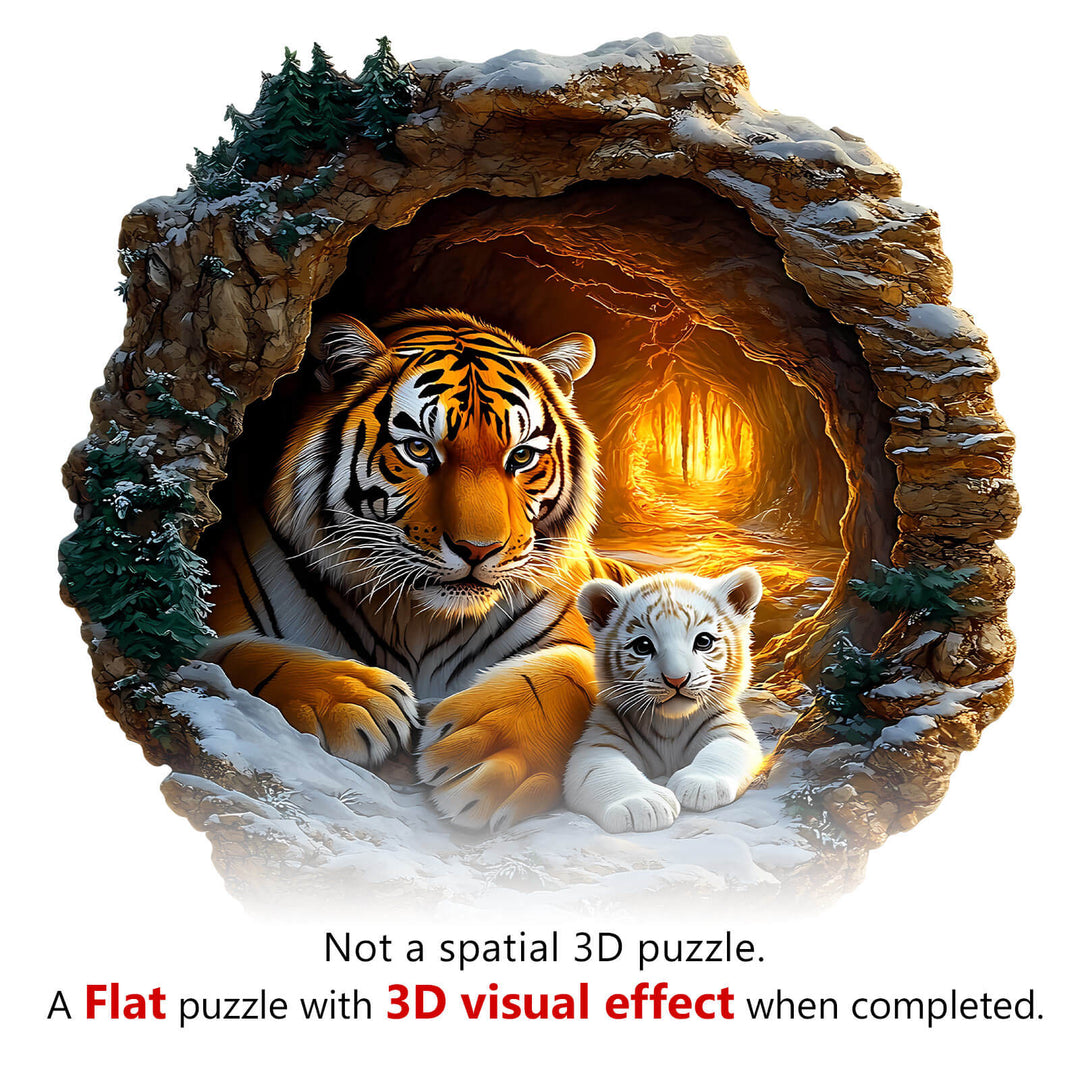 3D Tiger Family-2 Wooden Jigsaw Puzzle - Woodbests