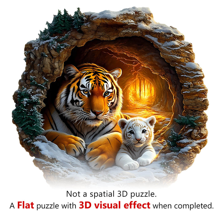 3D Tiger Family-2 Wooden Jigsaw Puzzle - Woodbests