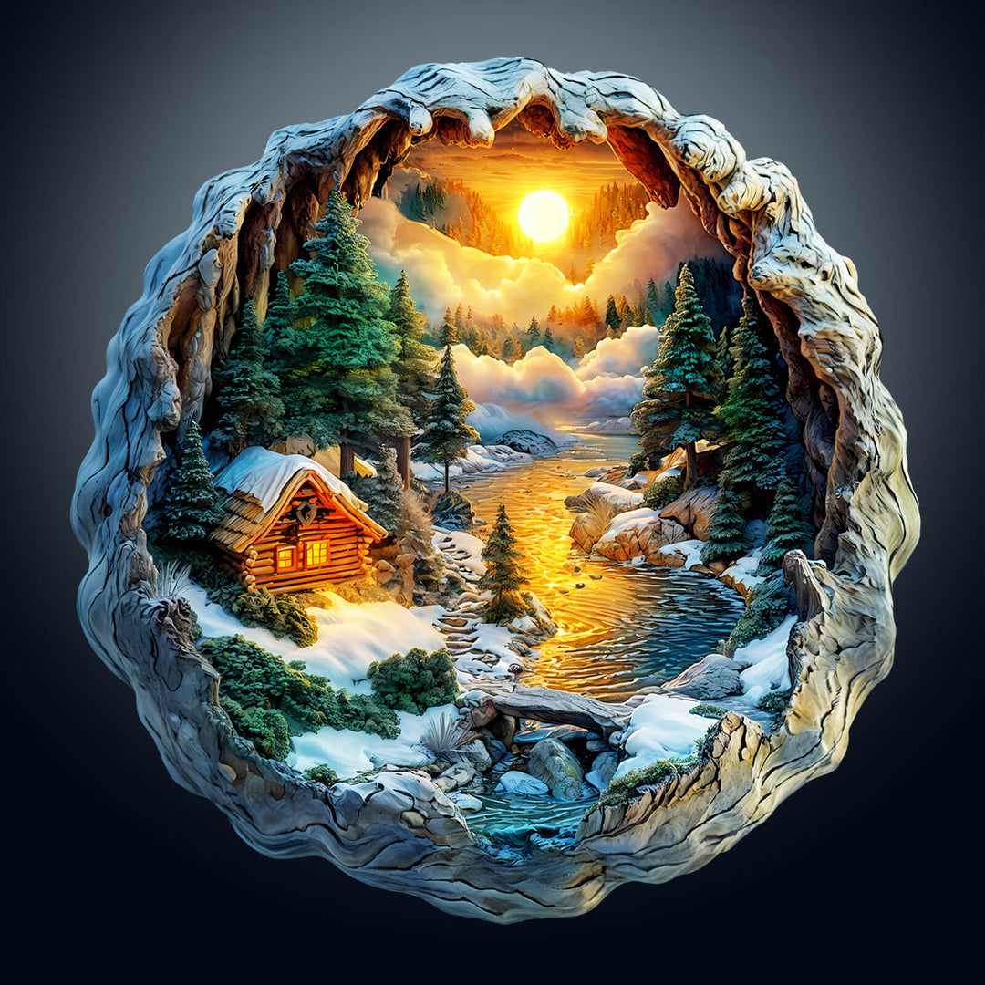 3D Winter Scene Wooden Jigsaw Puzzle - By Woodbests