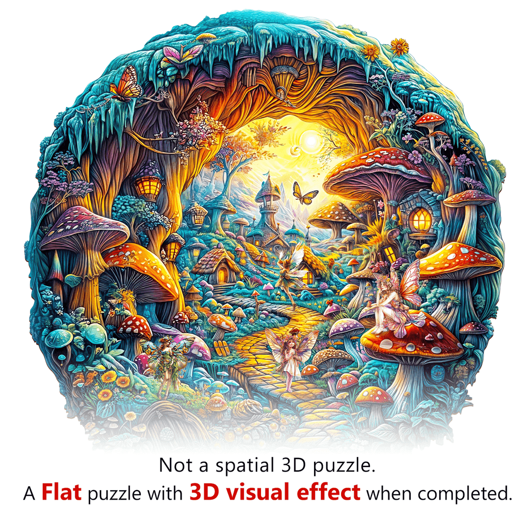 3D Mushroom Village Wooden Jigsaw Puzzle - By Woodbests
