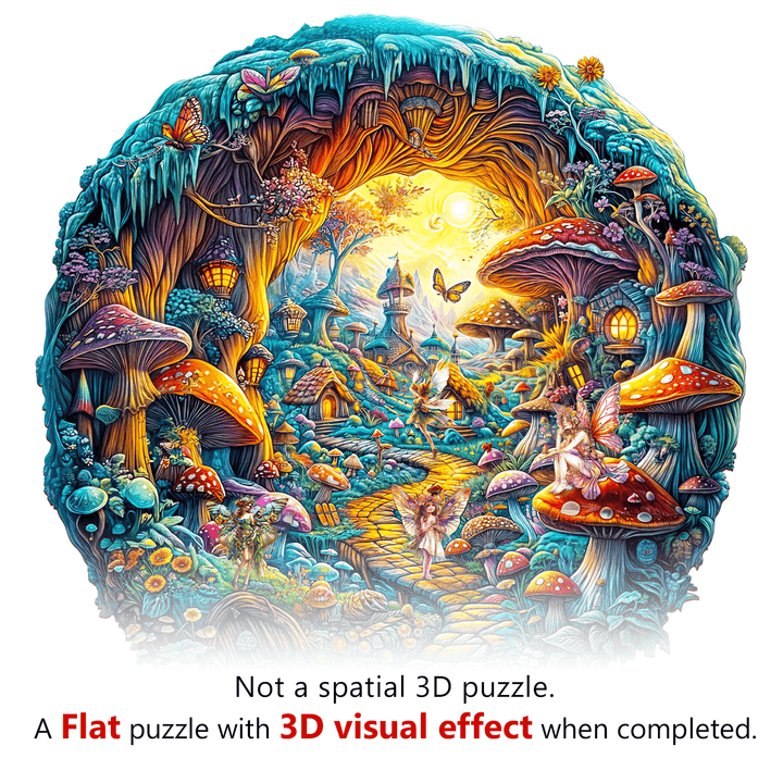3D Mushroom Village Wooden Jigsaw Puzzle - By Woodbests