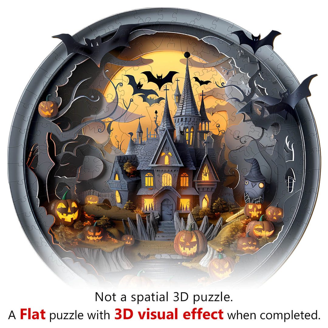 3D Halloween Castle-3 Wooden Jigsaw Puzzle - Woodbests