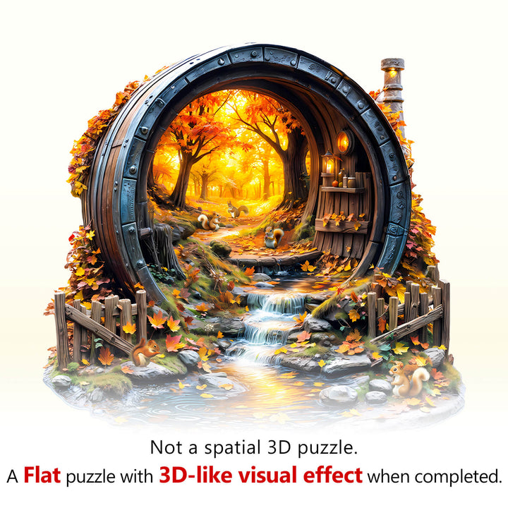 Barrel of Autumn Wooden Jigsaw Puzzle