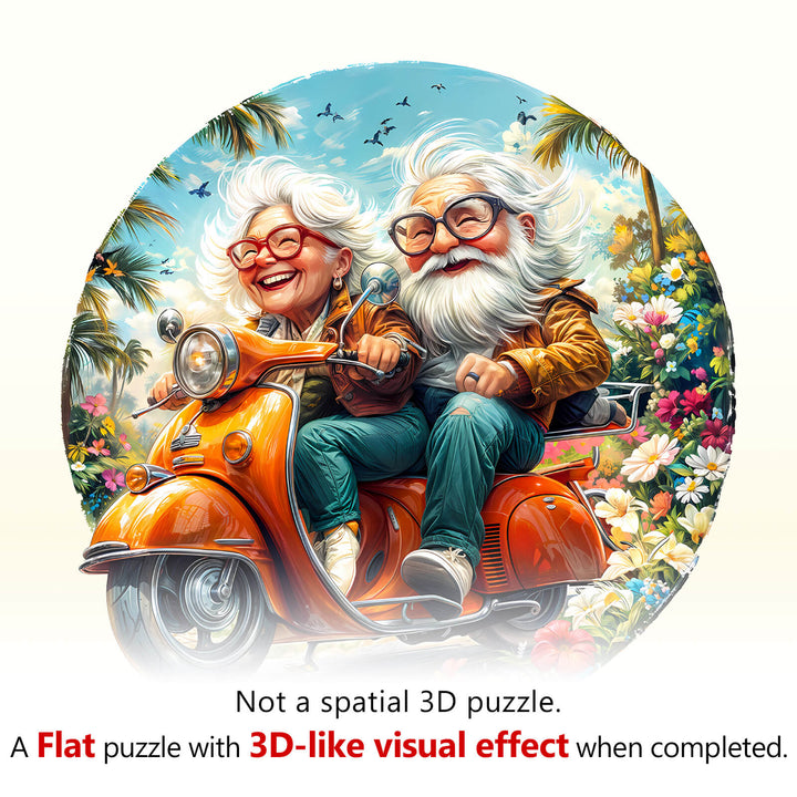 Motorcycle Granny-1 Wooden Jigsaw Puzzle