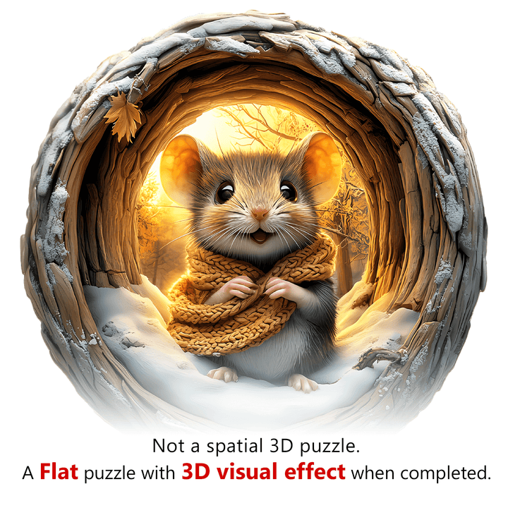3D Cave Mouse Wooden Jigsaw Puzzle - Woodbests