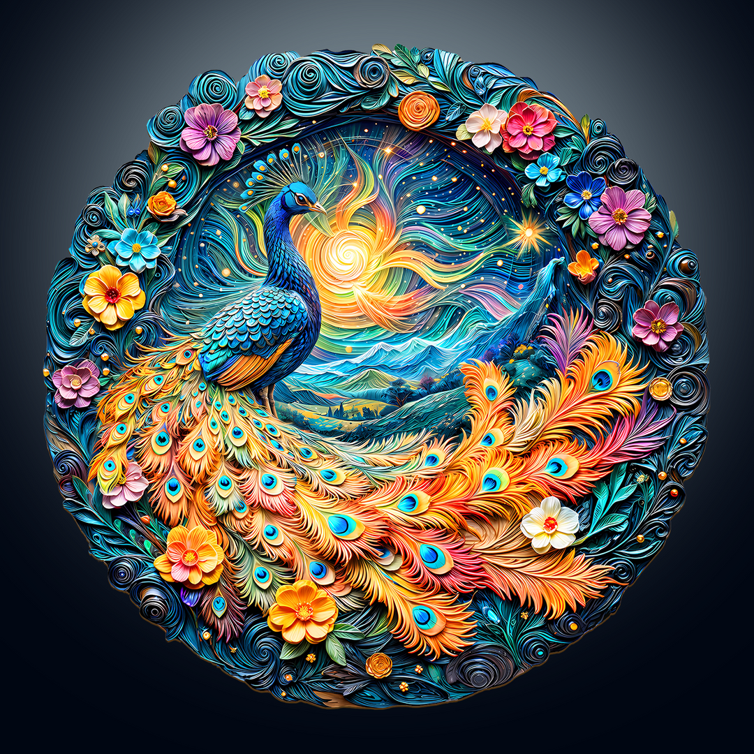 3D Aurora Peacock Wooden Jigsaw Puzzle - Woodbests