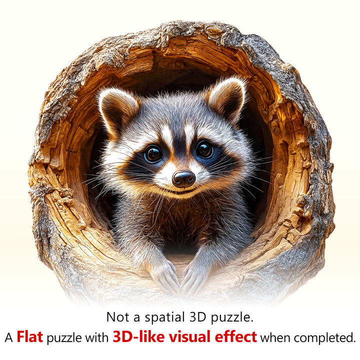 3D-Baumhöhlen-Waschbär-1 Holzpuzzle