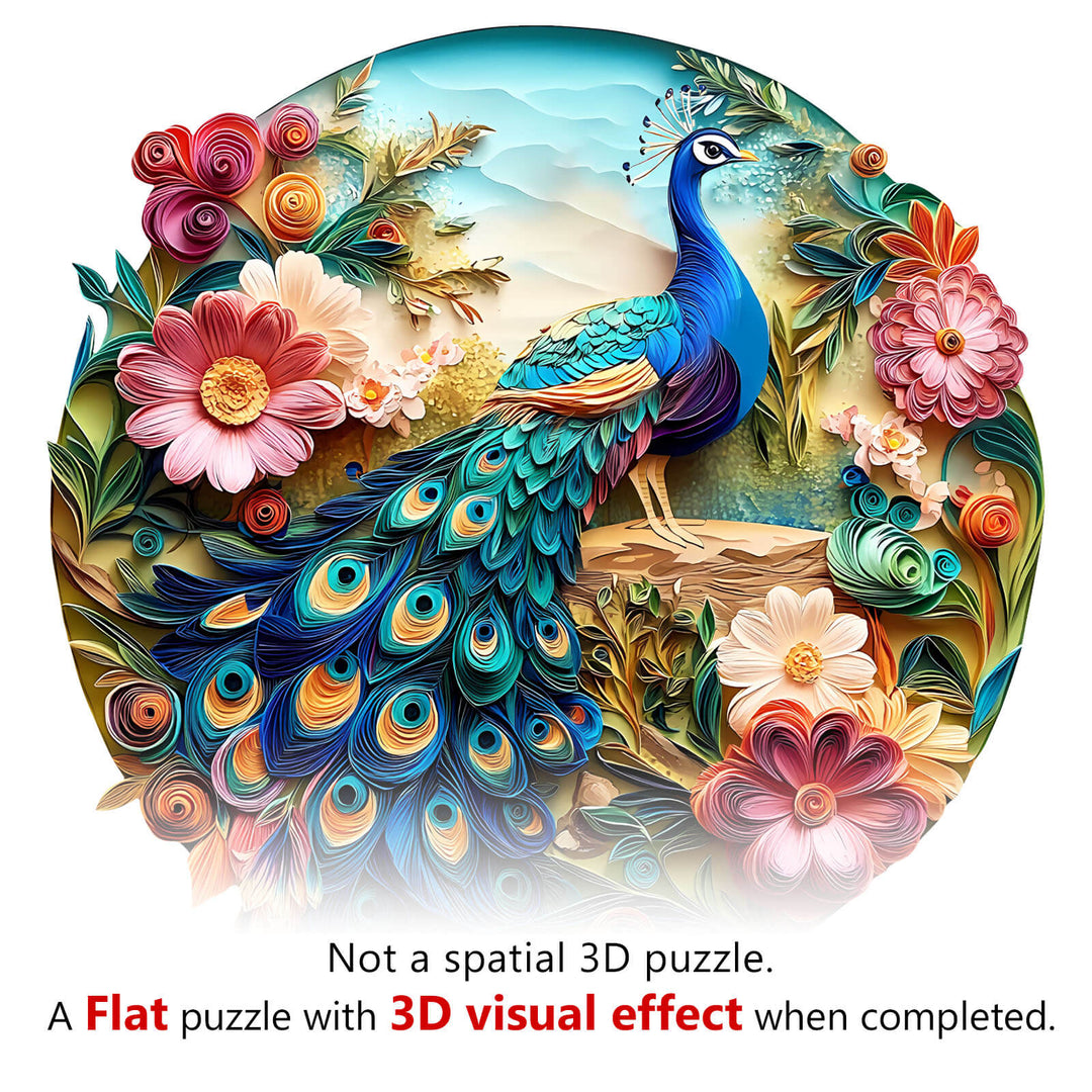 3D Colorful Peacock Wooden Jigsaw Puzzle - By Woodbests