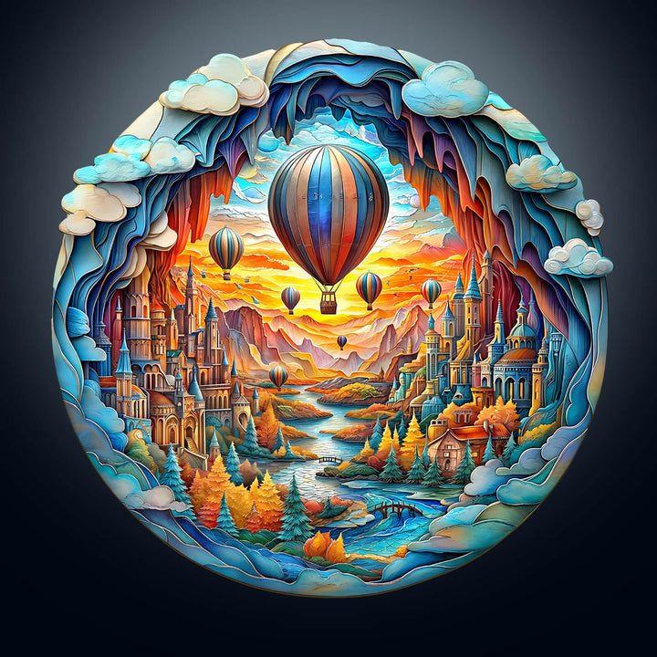 3D Luftballon-Stadt Holzpuzzle