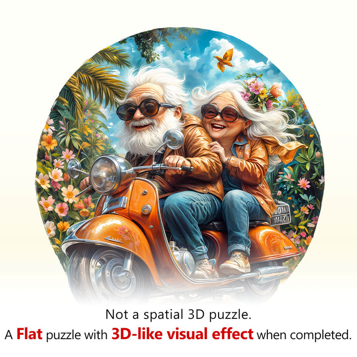 Motorcycle Granny-2 Wooden Jigsaw Puzzle