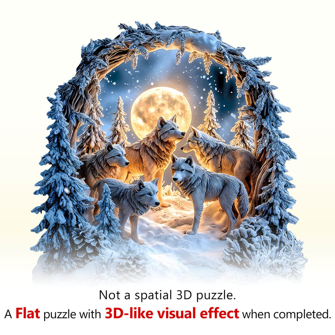 Schneenacht-Wölfe Holzpuzzle