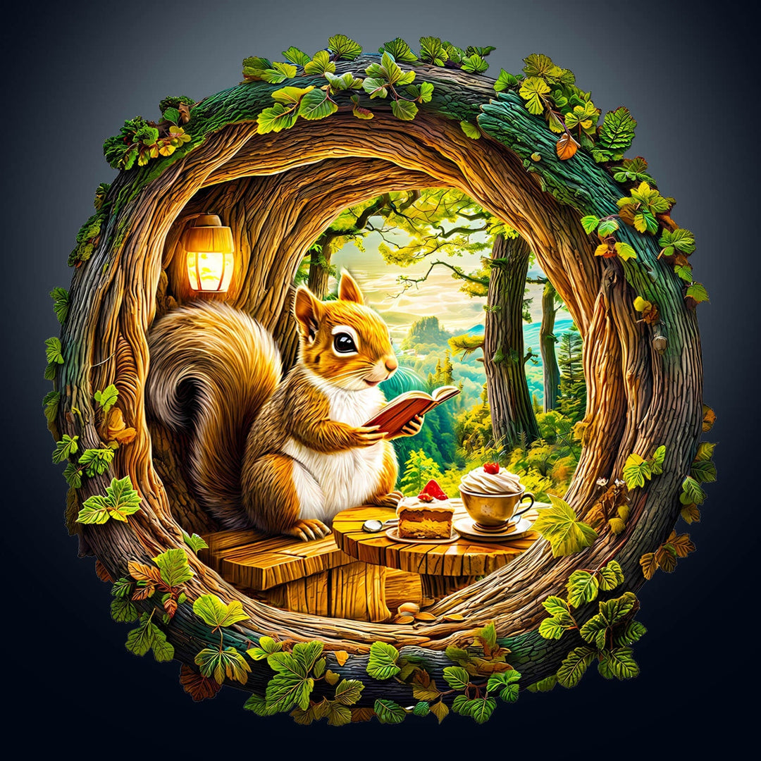 3D Squirrel in The Cave-1 Wooden Jigsaw Puzzle - By Woodbests