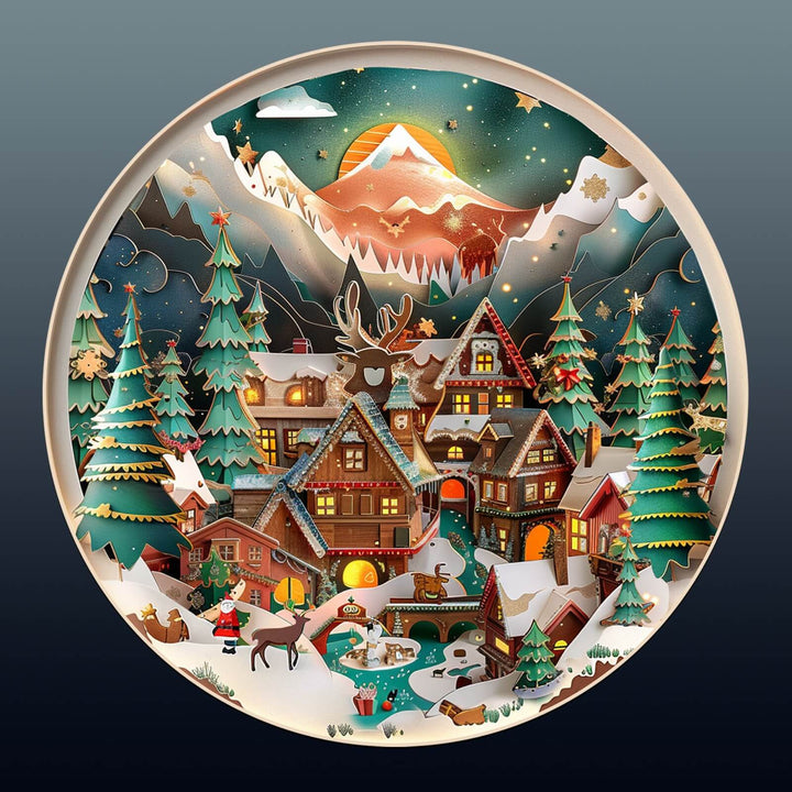 3D Christmas Town Wooden Jigsaw Puzzle - Woodbests