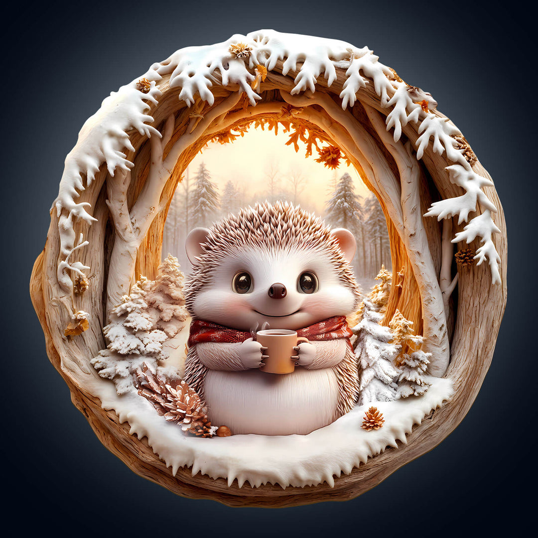 3D Cave Hedgehog wooden jigsaw puzzle, perfect for focused and smart puzzle solving entertainment.
