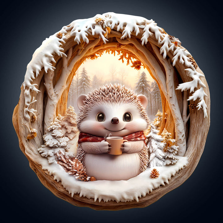 3D Cave Hedgehog wooden jigsaw puzzle, perfect for focused and smart puzzle solving entertainment.