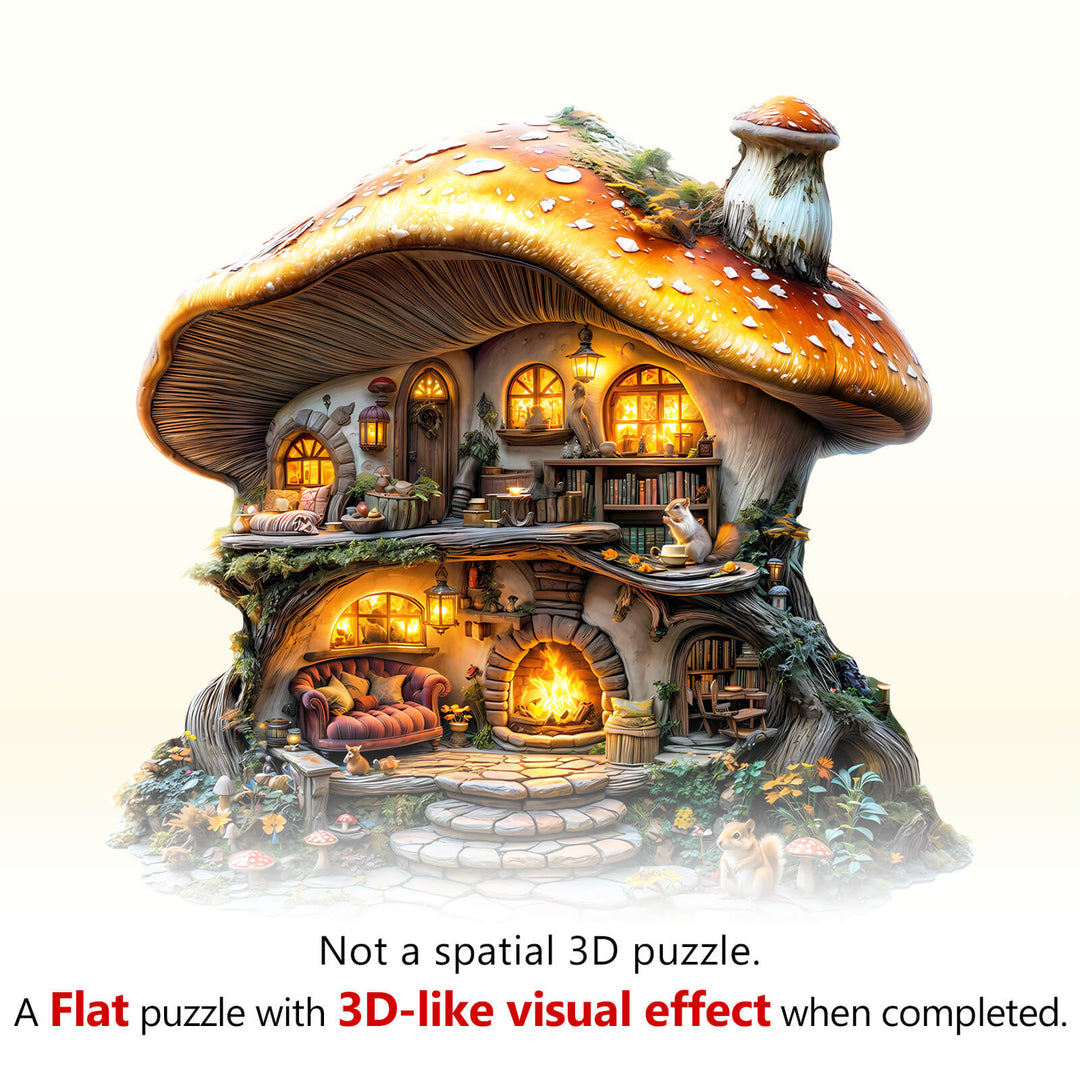 mushroom house Wooden Jigsaw Puzzle
