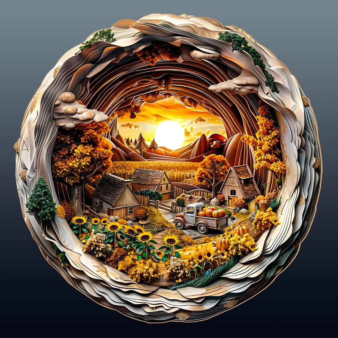 3D Autumn Farm-1 Wooden Jigsaw Puzzle - Woodbests