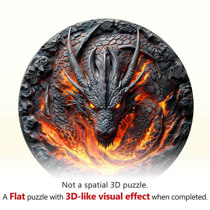 3D flame wall dragon Wooden Jigsaw Puzzle