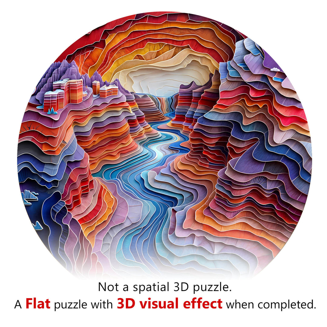 3D Colorful Canyon Wooden Jigsaw Puzzle - Woodbests