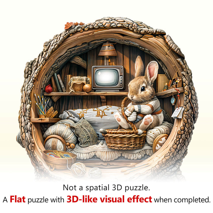 Tree Hole Rabbit Wooden Jigsaw Puzzle