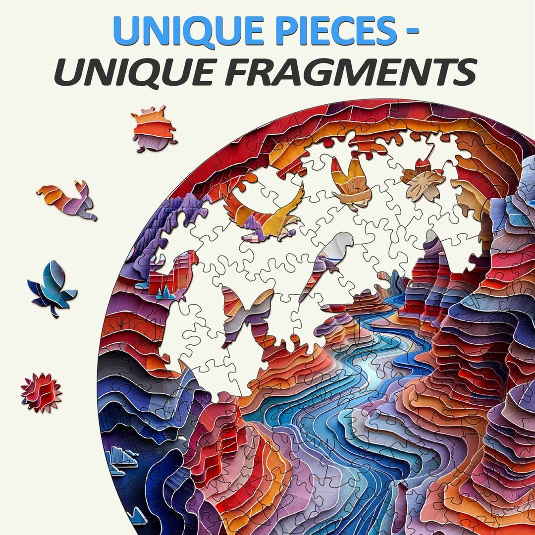 3D Colorful Canyon Wooden Jigsaw Puzzle - Woodbests