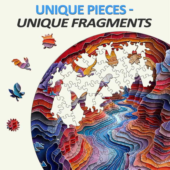 3D Colorful Canyon Wooden Jigsaw Puzzle - Woodbests