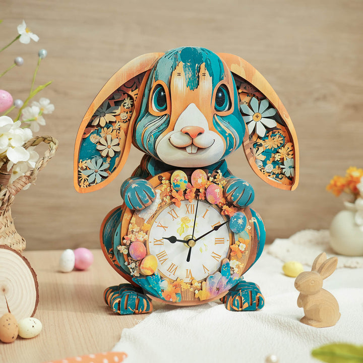 Kaninchen - 3D Holzuhr Puzzle Bastelset
