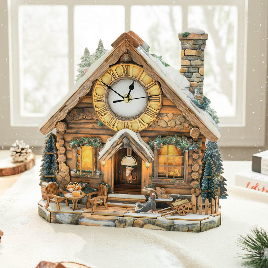 Schweizer Chalet – 3D Holzuhr Puzzle Bastelset