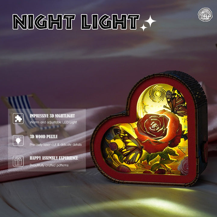 Blumen & Schmetterlinge - 3D Holz Nachtlicht Bausatz