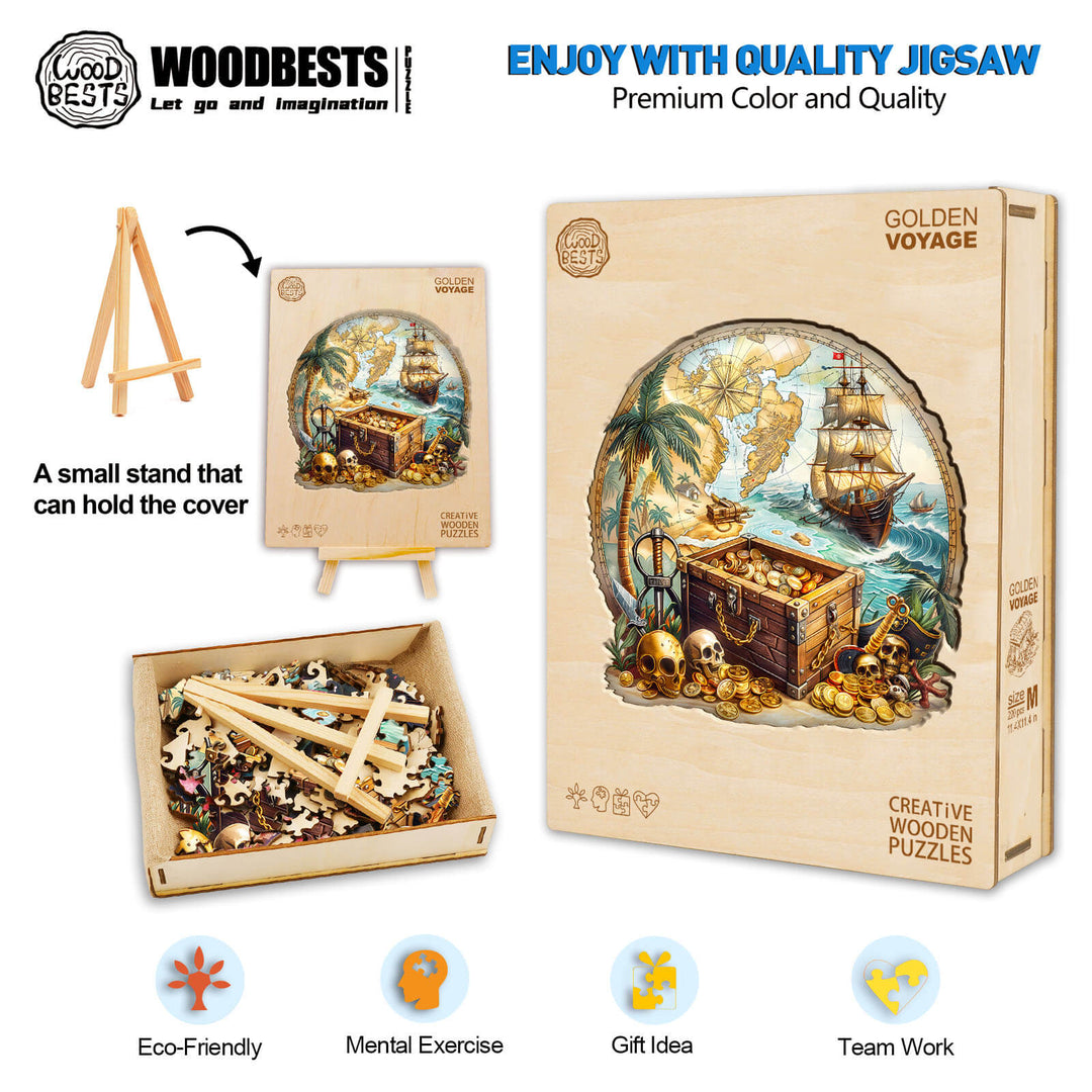 Goldene Reise Holzpuzzle