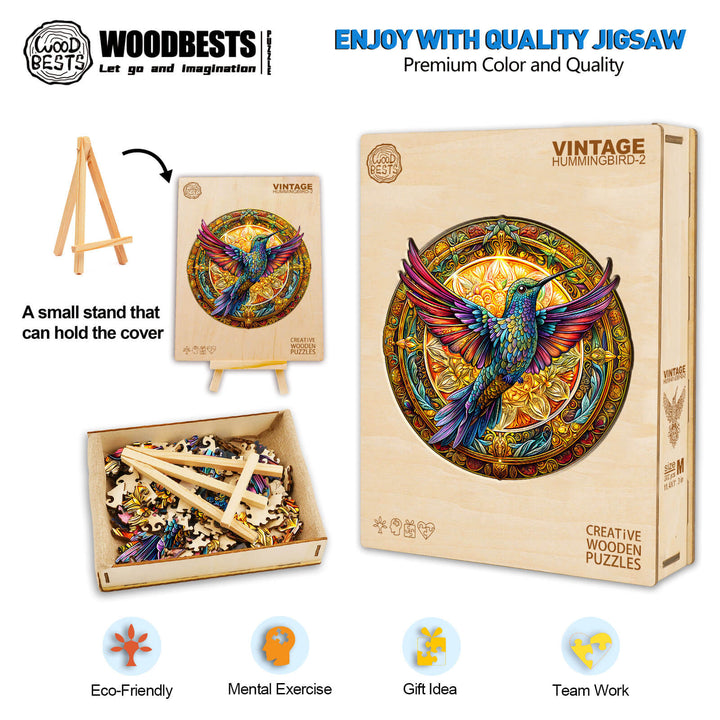 Vintage-Kolibri-2 Holzpuzzle