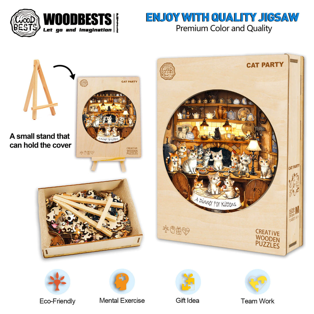 Katzenparty Holzpuzzle