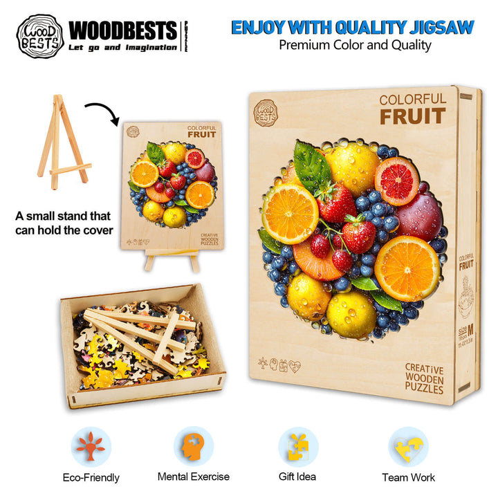 Buntes Obst Holzpuzzle