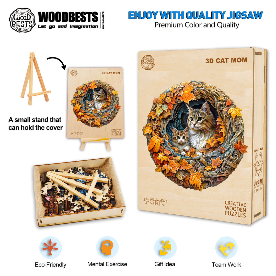 3D Mutterkatze Holzpuzzle