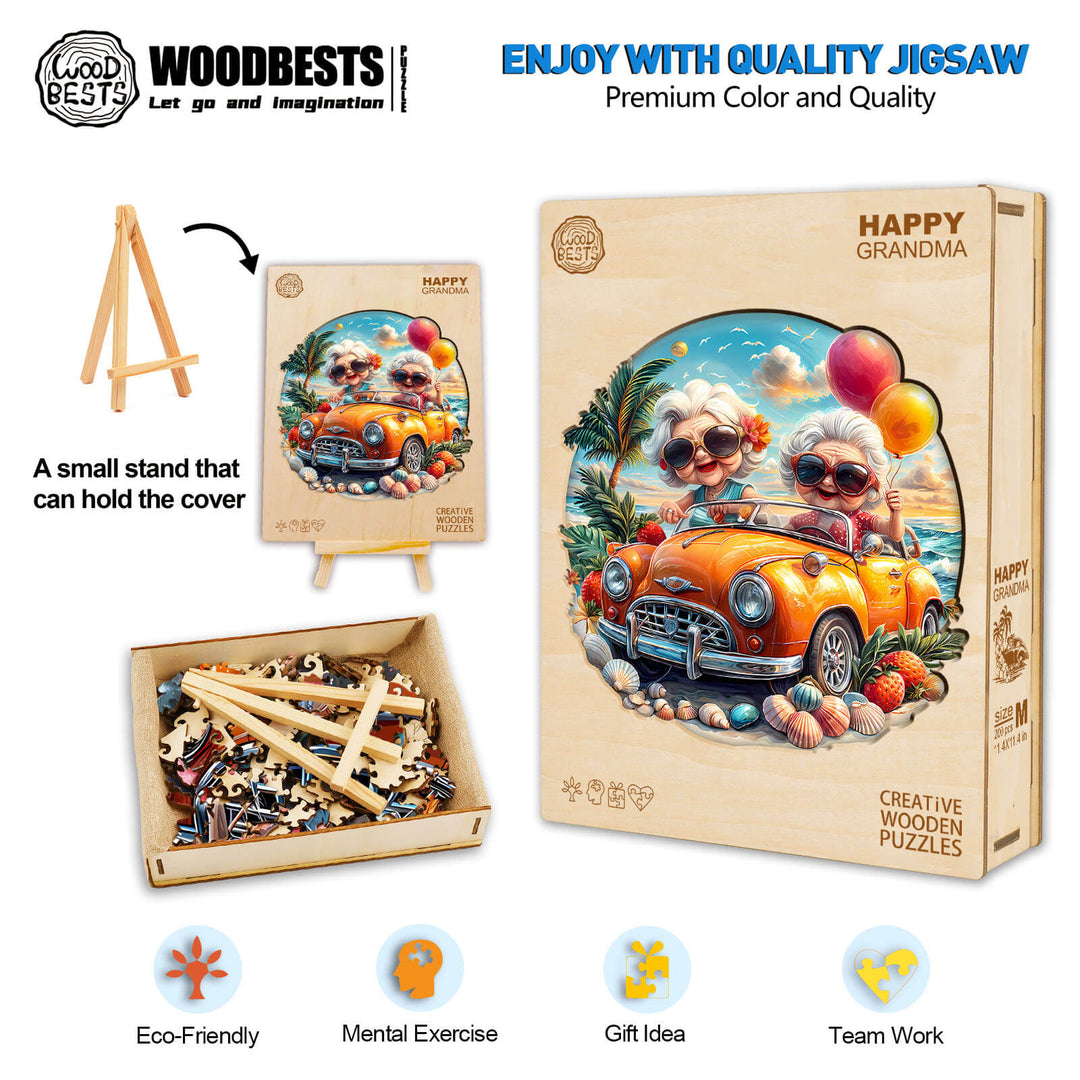 Glückliche Oma Holzpuzzle