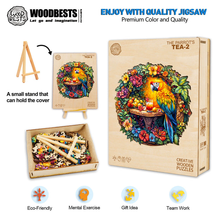 Papageien-Teezeit 2 Holzpuzzle