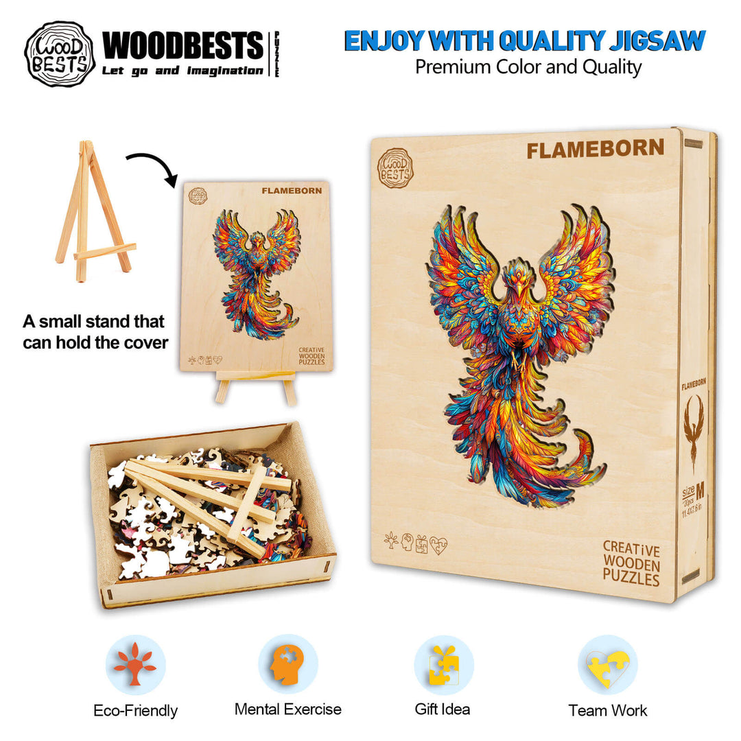 Flammengeborenes Holzpuzzle