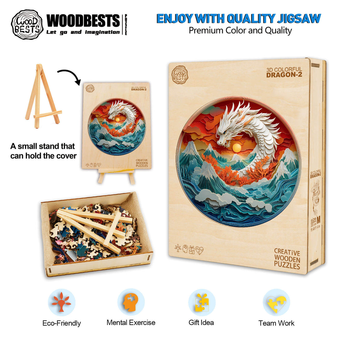3D Colorful Dragon-2 Wooden Jigsaw Puzzle - By Woodbests